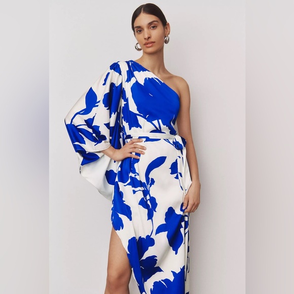 Anthropologie Hutch Stretch Satin One-Shoulder Maxi Dress - Picture 3 of 9